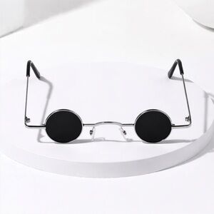 Vintage Small Round Sunglasses Metal Frame Black Lens Punk Retro UV400
